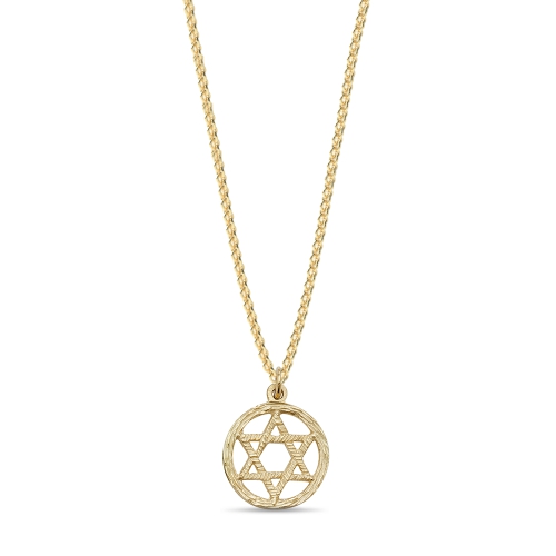 Yellow Gold Plain star of david Pendant Necklaces