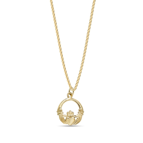 Yellow Gold Claddagh Pendant Necklaces