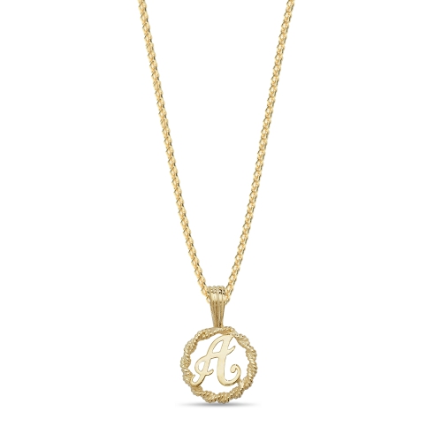 Yellow Gold Twisted rope a Pendant Necklaces