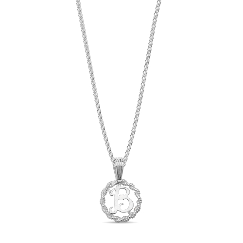 Silver Plain round disc letter b Pendant Necklaces