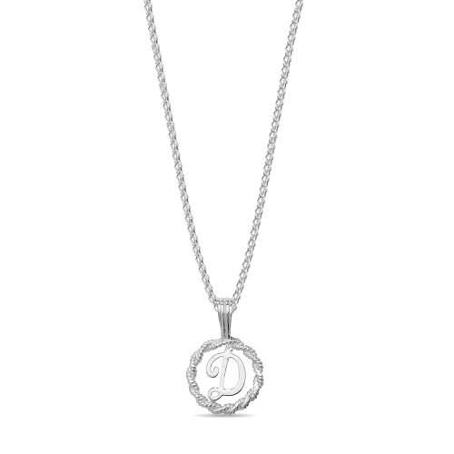 Silver Plain round disc letter d Pendant Necklaces