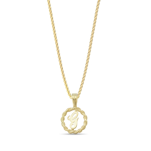 Yellow Gold Twisted rope g Pendant Necklaces