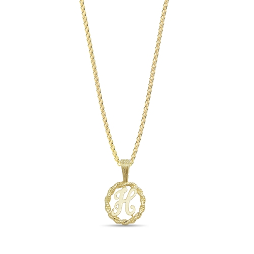 Yellow Gold Twisted rope h Pendant Necklaces
