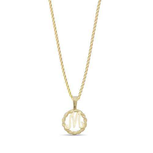 Yellow Gold Twisted rope m Pendant Necklaces