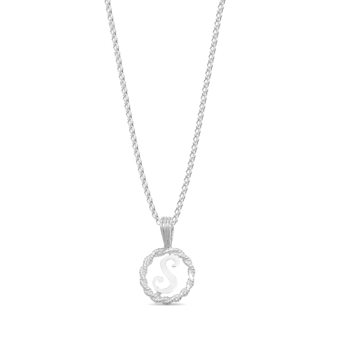 Silver Plain round disc letter s Pendant Necklaces