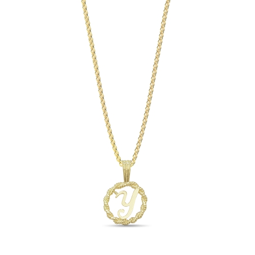 Yellow Gold Twisted rope y Pendant Necklaces