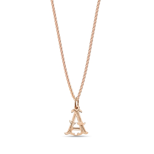 Rose Gold Plain fancy a Initial Pendant Necklaces