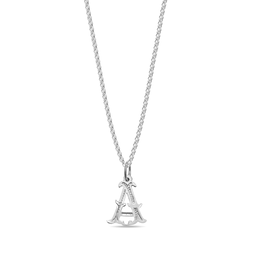 Platinum Plain fancy a Initial Pendant Necklaces