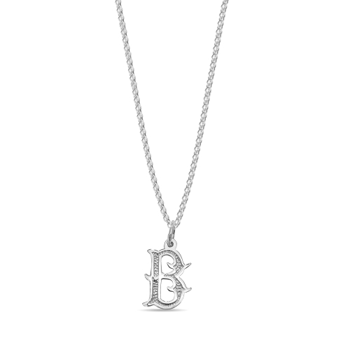 Platinum Plain fancy b Initial Pendant Necklaces