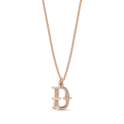 Rose Gold Plain fancy d Initial Pendant Necklaces