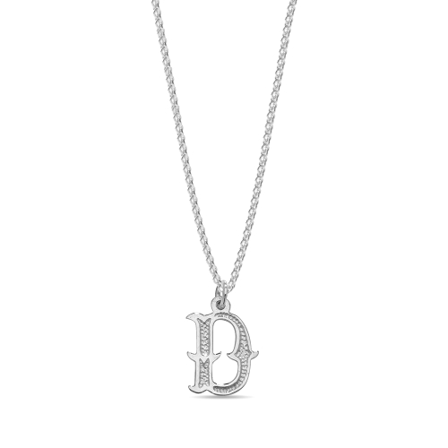 Platinum Plain fancy d Initial Pendant Necklaces