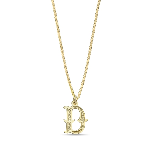 Yellow Gold Plain fancy d Initial Pendant Necklaces
