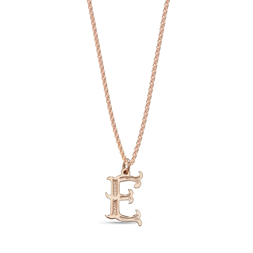 Rose Gold Plain fancy e Initial Pendant Necklaces