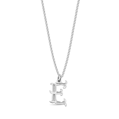 Platinum Plain fancy e Initial Pendant Necklaces