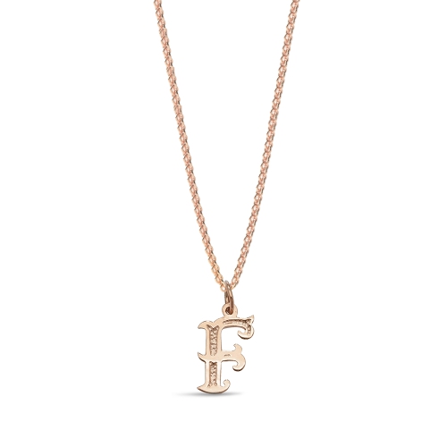 Rose Gold Plain fancy f Initial Pendant Necklaces