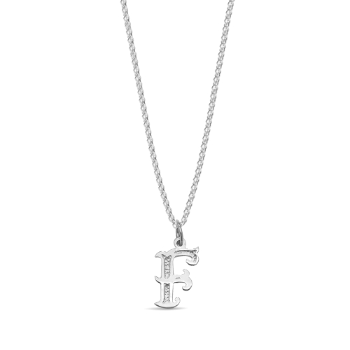 Platinum Plain fancy f Initial Pendant Necklaces