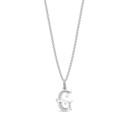 Platinum Plain fancy g Initial Pendant Necklaces