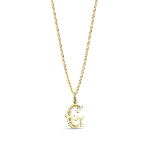 Yellow Gold Plain fancy g Initial Pendant Necklaces