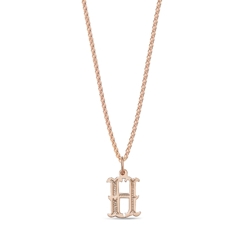 Rose Gold Plain fancy h Initial Pendant Necklaces