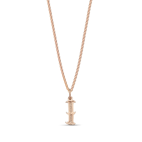 Rose Gold Plain fancy i Initial Pendant Necklaces