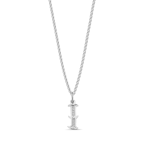 Platinum Plain fancy i Initial Pendant Necklaces