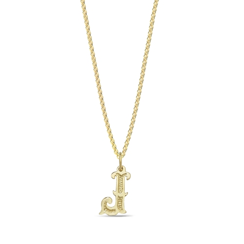 Yellow Gold Plain fancy j Pendant Necklaces