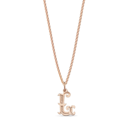 Rose Gold Plain fancy l Initial Pendant Necklaces