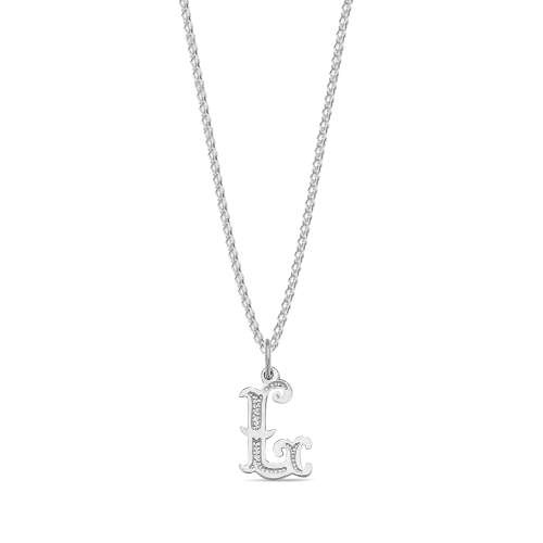 Platinum Plain fancy l Initial Pendant Necklaces