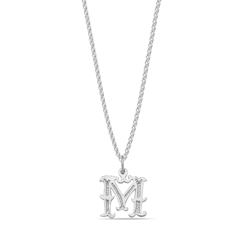 Platinum Plain fancy m Initial Pendant Necklaces