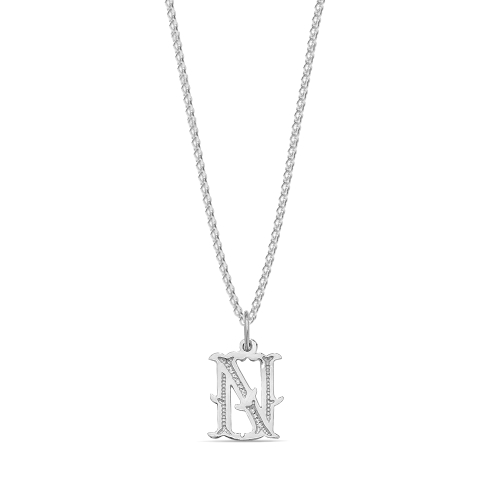 Platinum Plain fancy n Initial Pendant Necklaces