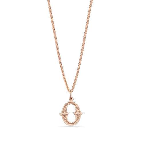 Rose Gold Plain fancy o Initial Pendant Necklaces