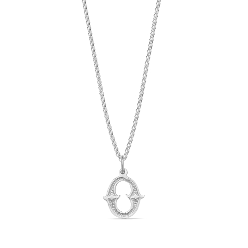 Platinum Plain fancy o Initial Pendant Necklaces