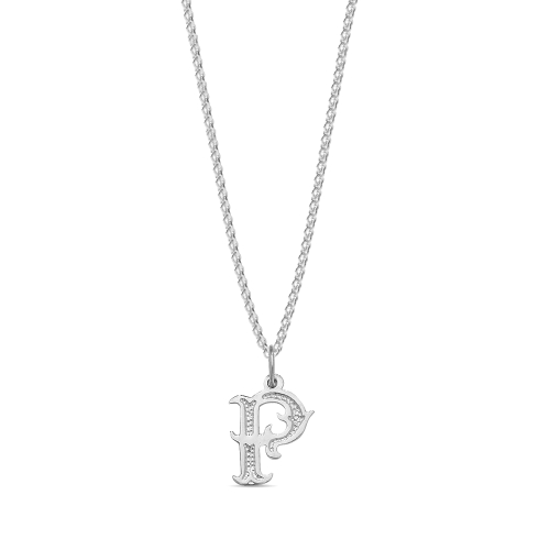 Platinum Plain fancy p Initial Pendant Necklaces
