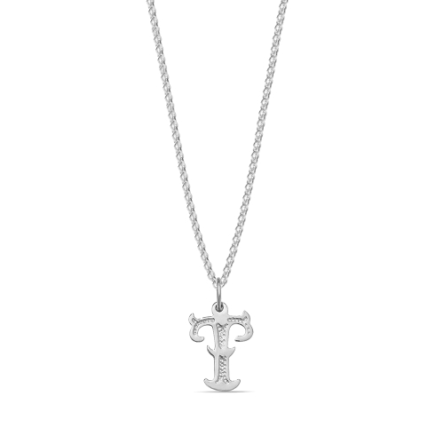 Platinum Plain fancy t Initial Pendant Necklaces