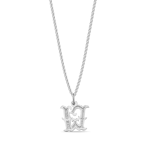 Platinum Plain fancy w Initial Pendant Necklaces