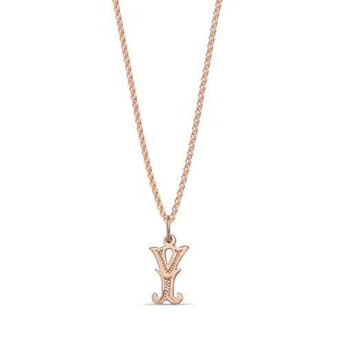 Rose Gold Plain fancy y Initial Pendant Necklaces