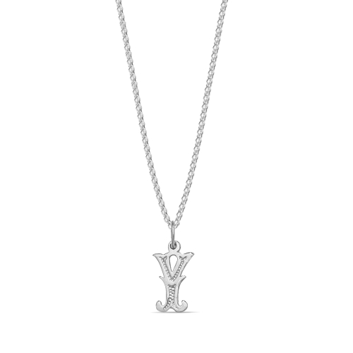 Platinum Plain fancy y Initial Pendant Necklaces