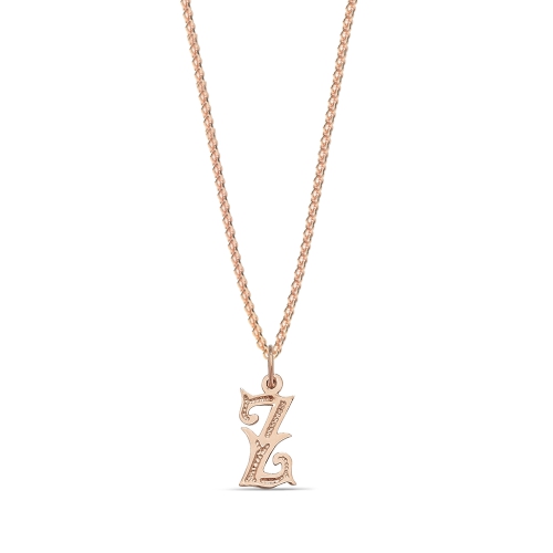 Rose Gold Plain fancy z Initial Pendant Necklaces