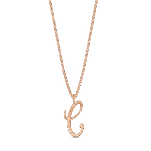 Rose Gold Plain curvy c Initial Pendant Necklaces