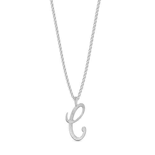 Platinum Plain curvy c Initial Pendant Necklaces