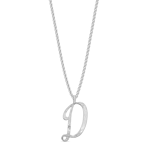 Platinum Plain curvy d Initial Pendant Necklaces