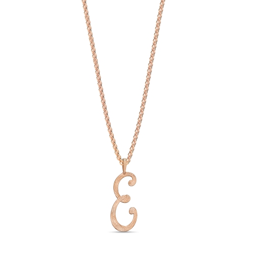 Rose Gold Plain curvy e Initial Pendant Necklaces