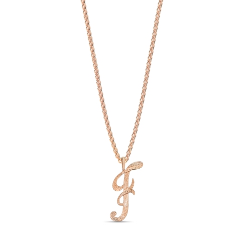 Rose Gold Plain curvy f Initial Pendant Necklaces