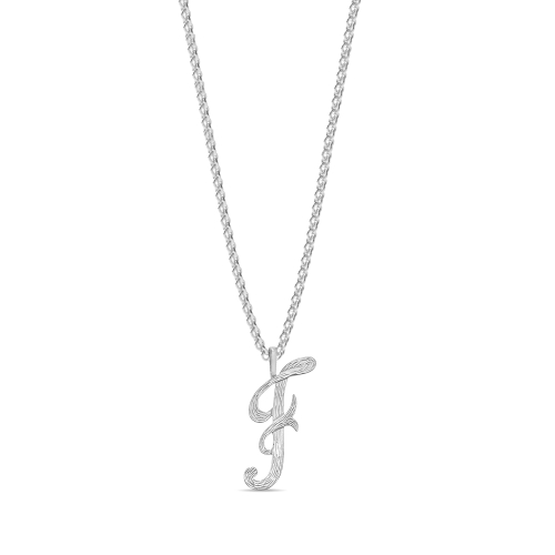 Platinum Plain curvy f Initial Pendant Necklaces