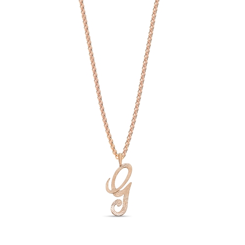 Rose Gold Plain curvy g Initial Pendant Necklaces