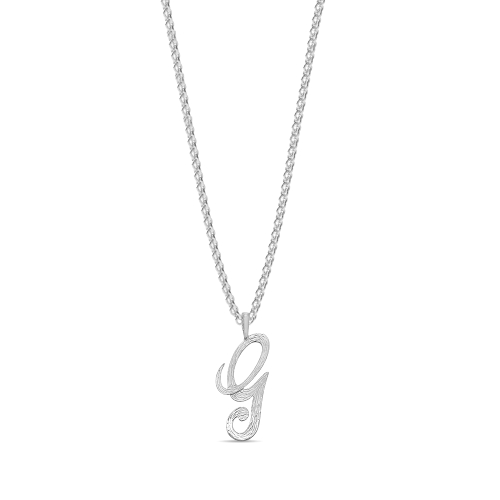 Platinum Plain curvy g Initial Pendant Necklaces