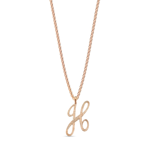 Rose Gold Plain curvy h Initial Pendant Necklaces