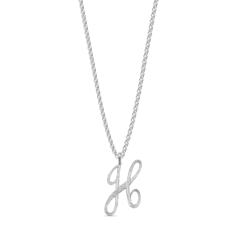 Platinum Plain curvy h Initial Pendant Necklaces