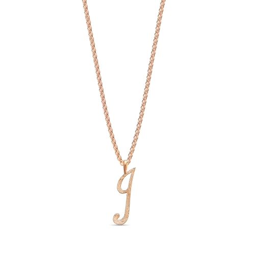 Rose Gold Plain curvy i Initial Pendant Necklaces