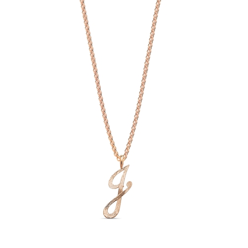 Rose Gold Plain curvy j Initial Pendant Necklaces